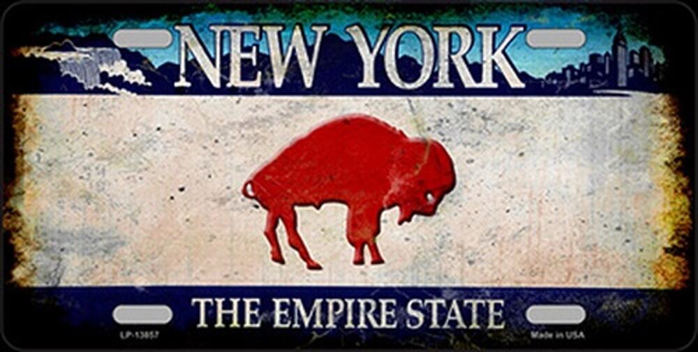 NFL Buffalo Bills License Plate Tag Metal White Wall Sign Retro NY Old Logo New
